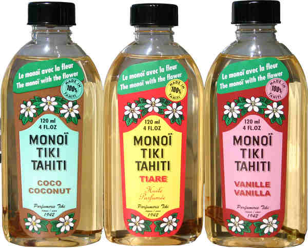 Lote de 3 aceites Monoi de Tahití 120ml : Tiare Vainilla Coco