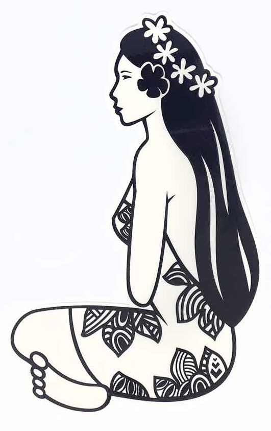Sticker Hinano Tahiti Tattoo Black and White Big Size