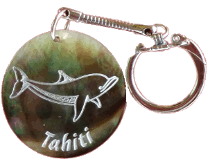 Tahitian Key-ring in Mother-of-Pearl - Dolphin