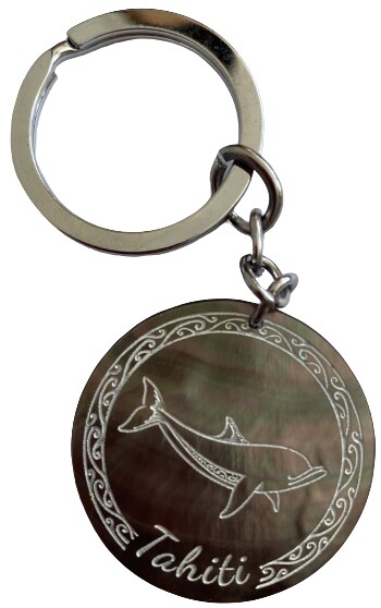 Tahitian Key-ring in Mother-of-Pearl - Dolphin
