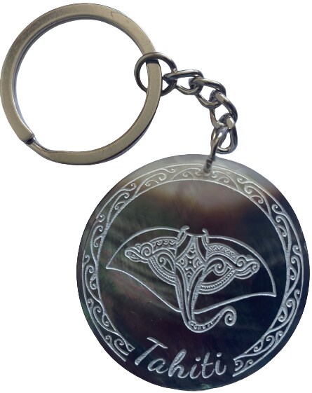 Tahitian Key-ring in Mother-of-Pearl - Manta Ray