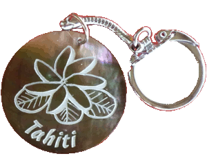 Tahitian Key-ring in Mother-of-Pearl - Tiare Flower